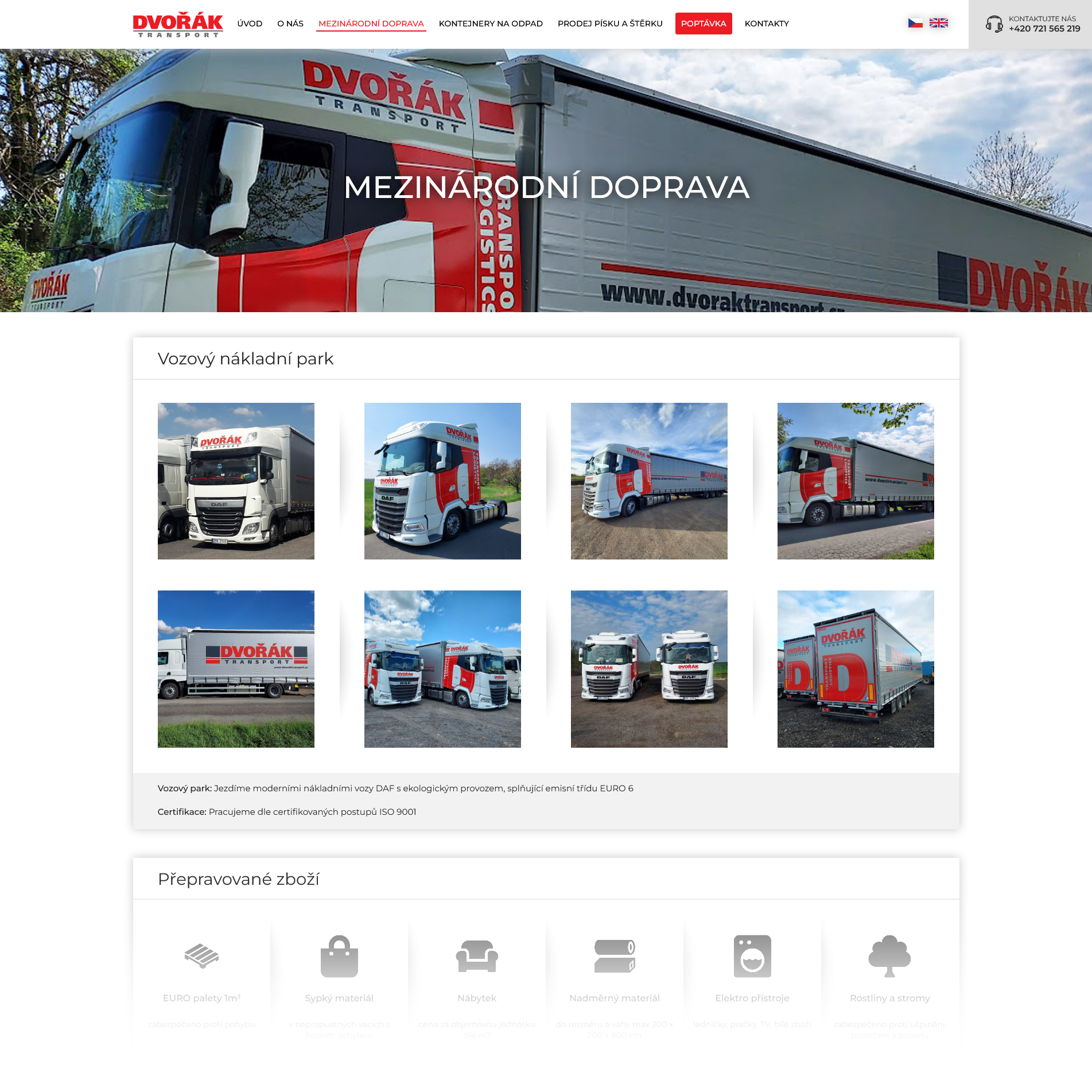 Honza Kocourek – Webdesigner - Dvořák Transport - Mezinárodní kamionová doprava, prodej písku, štěrku, kameniva, kontejnery na suť
